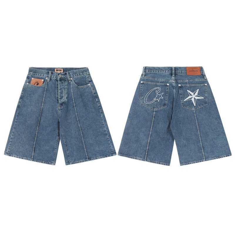 Corteiz Alcatraz Classic Printed Retro Street Denim Shorts American Loose Casual Men'S And Women'S Shorts - Image 5