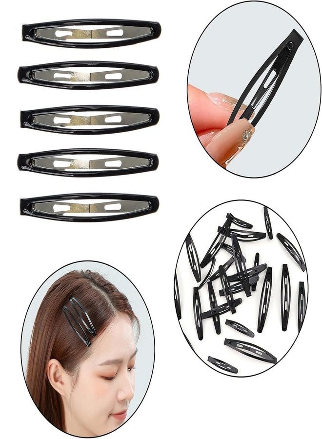 Rinpoche Barrettes Large Metal Oval No-slip Long Hair Styling Pins Clips Tik Tac Hairpins Hair Snap Clips for Women's and Girl's (Black) (Pack Of 12) - Image 1