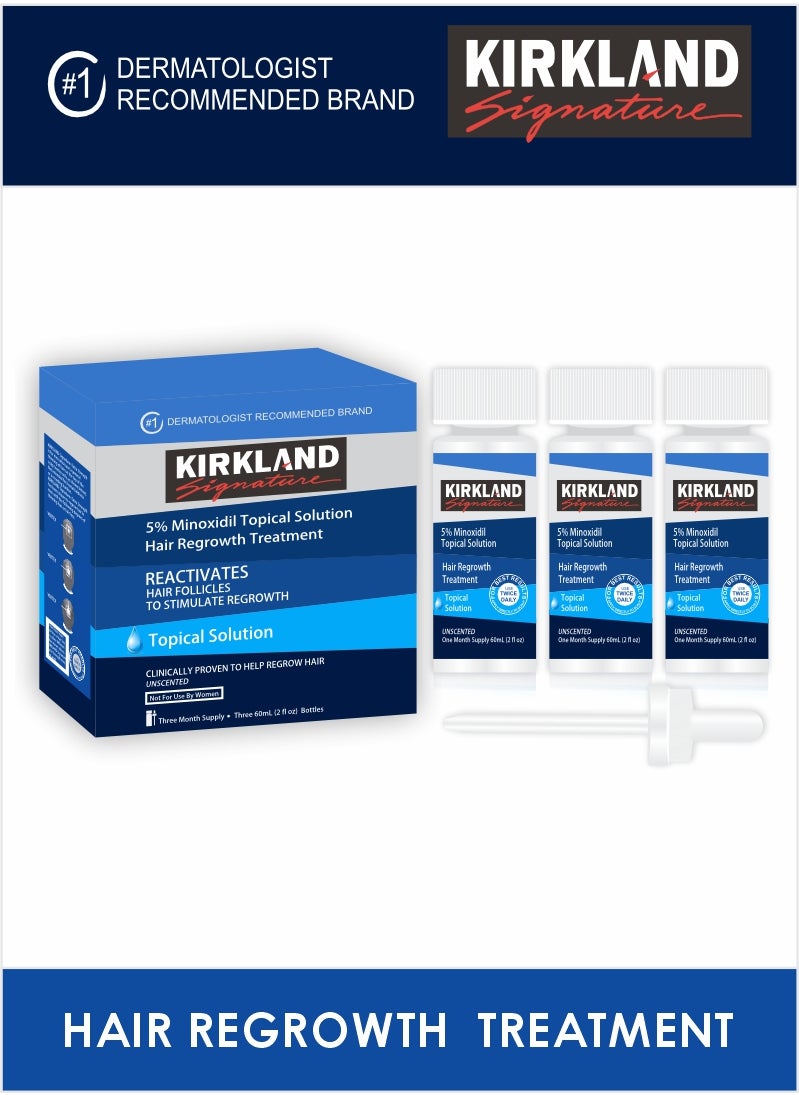 Kirkland Signature - 3-Month Minoxidil 5% Solution for Men – Proven Hair Regrowth Treatment - Image 1