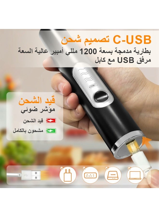 فلوكسهوم خافق حليب يدوي لصنع الرغوة، إصدار مطوّر قابل لإعادة الشحن، عصا خفق القهوة مع خلاط مشروبات مزوّد بـ 3 مضارب من الفولاذ المقاوم للصدأ و 3 سرعات قابلة للتعديل، مناسب للّاتيه، الشوكولاتة الساخنة، البيض، الكابتشينو، الماتشا (أبيض) - Image 2