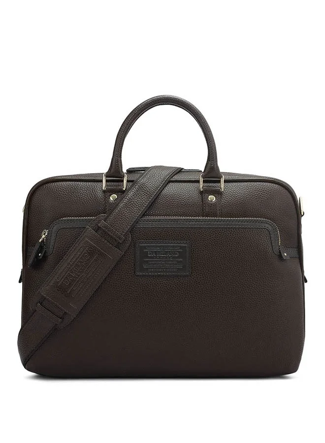 Da Milano Leather Brown Laptop Bag with Adjustable Shoulder Strap
