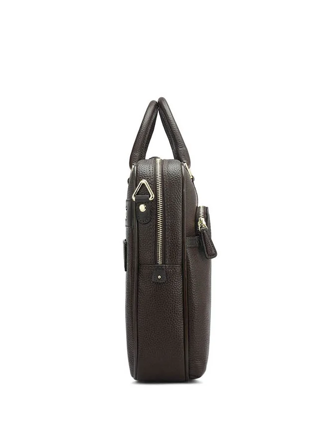 Da Milano  Leather Brown Laptop Bag with Adjustable Shoulder Strap for Men | Best Price UAE