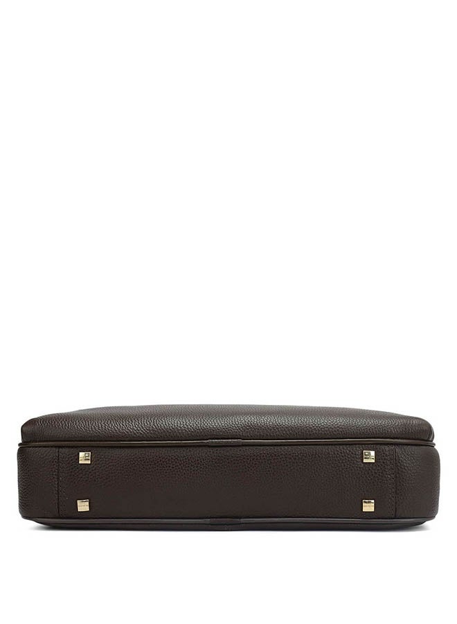 Da Milano Leather Brown Laptop Bag with Adjustable Shoulder Strap - Image 5