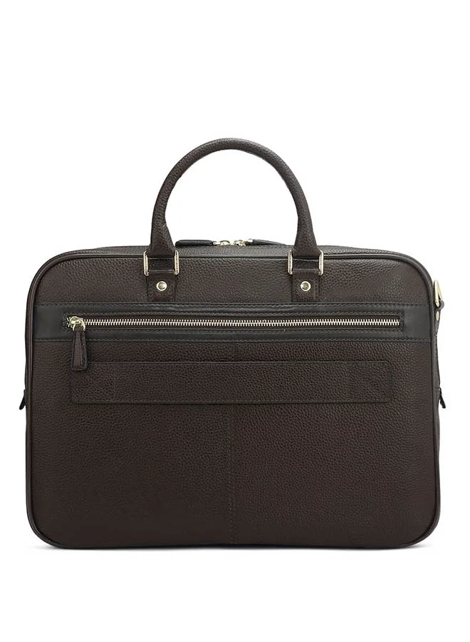 Da Milano  Leather Brown Laptop Bag with Adjustable Shoulder Strap for Men | Best Price UAE