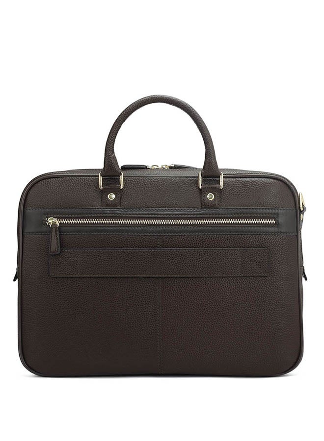 Da Milano Leather Brown Laptop Bag with Adjustable Shoulder Strap - Image 4