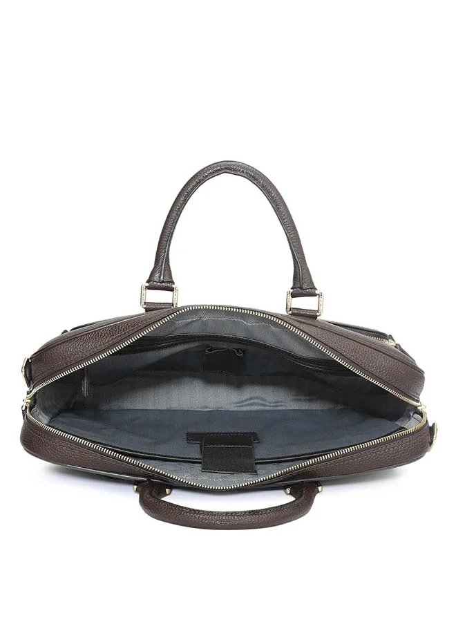 Da Milano  Leather Brown Laptop Bag with Adjustable Shoulder Strap for Men | Best Price UAE