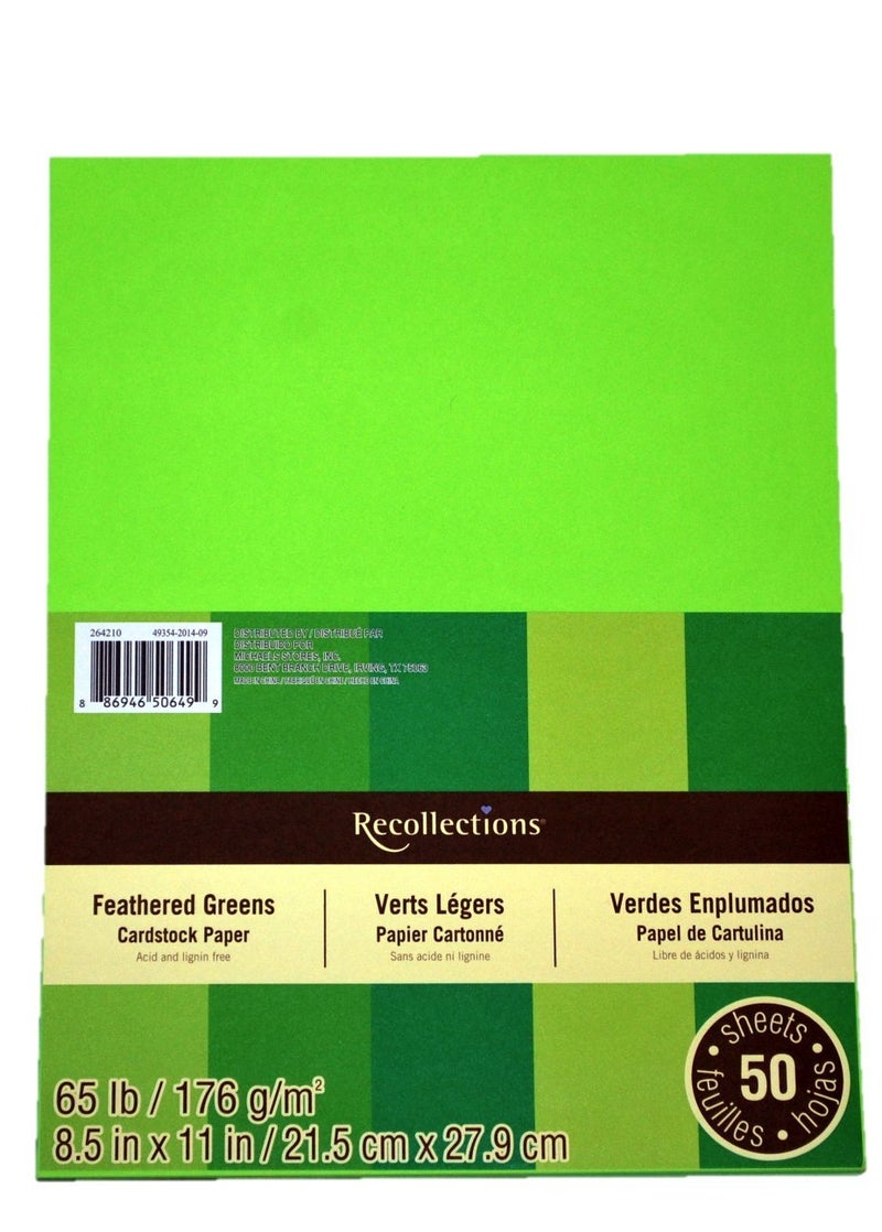 Recollections 50 Sheets Feathered Greens 8.5” x 11” Cardstock Paper by Recollections - Acid and Lignin Free Paper for Scrapbooks, Arts & Crafts - 1 Pack - Image 1