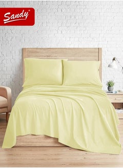 Sandy Sandy Premium Hotel Quality Flat Sheet and Pillow Cases, Bed Sheet 3 Pieces Set, Soft & Breathable and Cooling, King Size 274 x 259 cm, Lemon  - Image 2