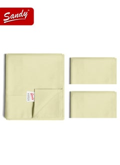 Sandy Sandy Premium Hotel Quality Flat Sheet and Pillow Cases, Bed Sheet 3 Pieces Set, Soft & Breathable and Cooling, King Size 274 x 259 cm, Lemon  - Image 1