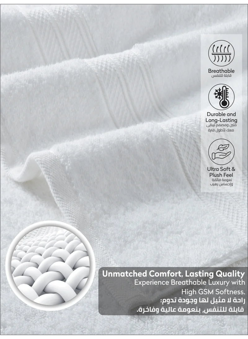 Donetella Premium 100 % Combed Cotton 2-Pcs Hand Towel Set (50 X 90 CM) 600 GSM Super Soft Hand Towel, Highly Absorbent, Quick Dry,Best Towel for Bathroom, Spa And Hotel,White