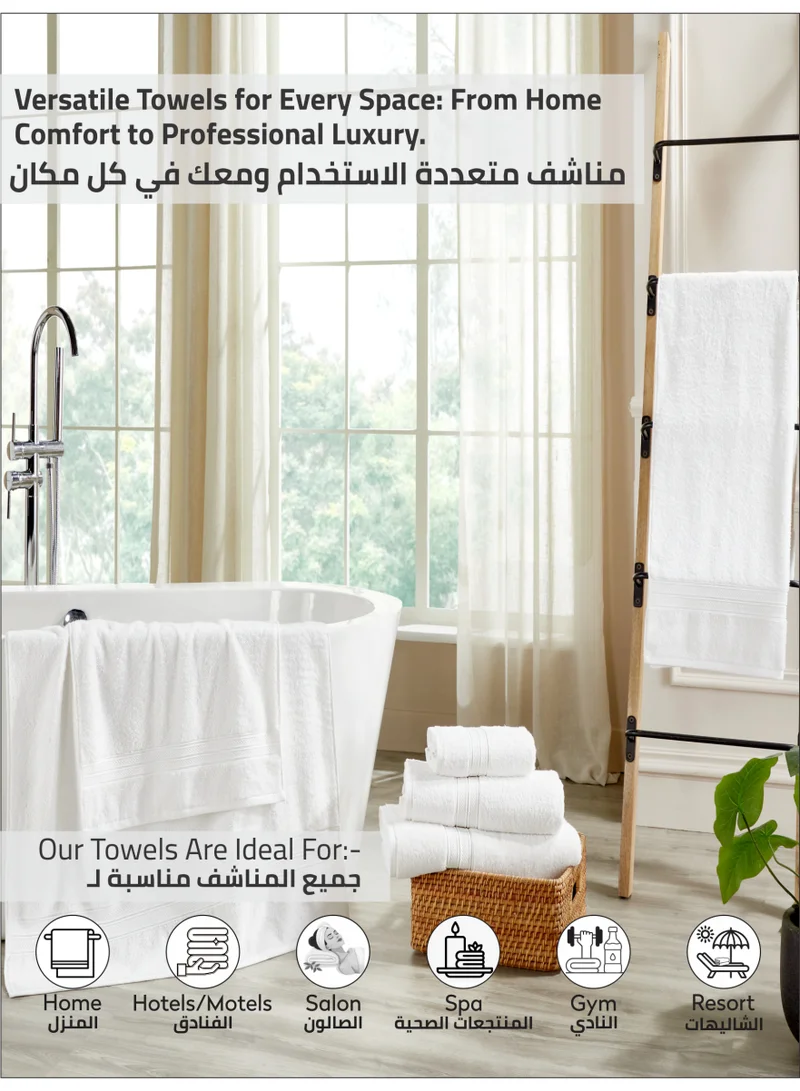 Donetella Premium 100 % Combed Cotton 2-Pcs Hand Towel Set (50 X 90 CM) 600 GSM Super Soft Hand Towel, Highly Absorbent, Quick Dry,Best Towel for Bathroom, Spa And Hotel,White