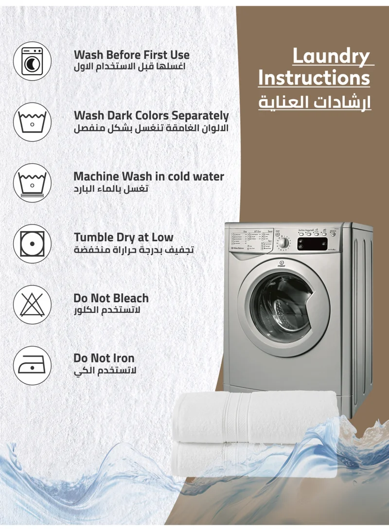 Donetella Premium 100 % Combed Cotton 2-Pcs Hand Towel Set (50 X 90 CM) 600 GSM Super Soft Hand Towel, Highly Absorbent, Quick Dry,Best Towel for Bathroom, Spa And Hotel,White