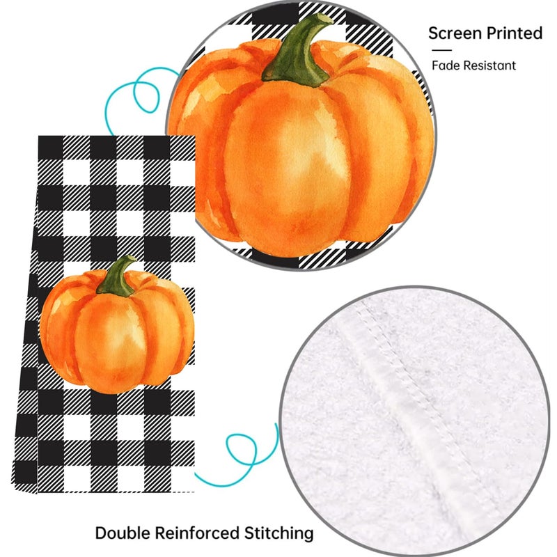 LXOMILL Buffalo Plaid Fall Kitchen Towels  Pumpkin Dish Towels  Farmhouse Fall Decorations for Kitchen  Fall Pumpkin Hand Towels Set of 2 - Image 4
