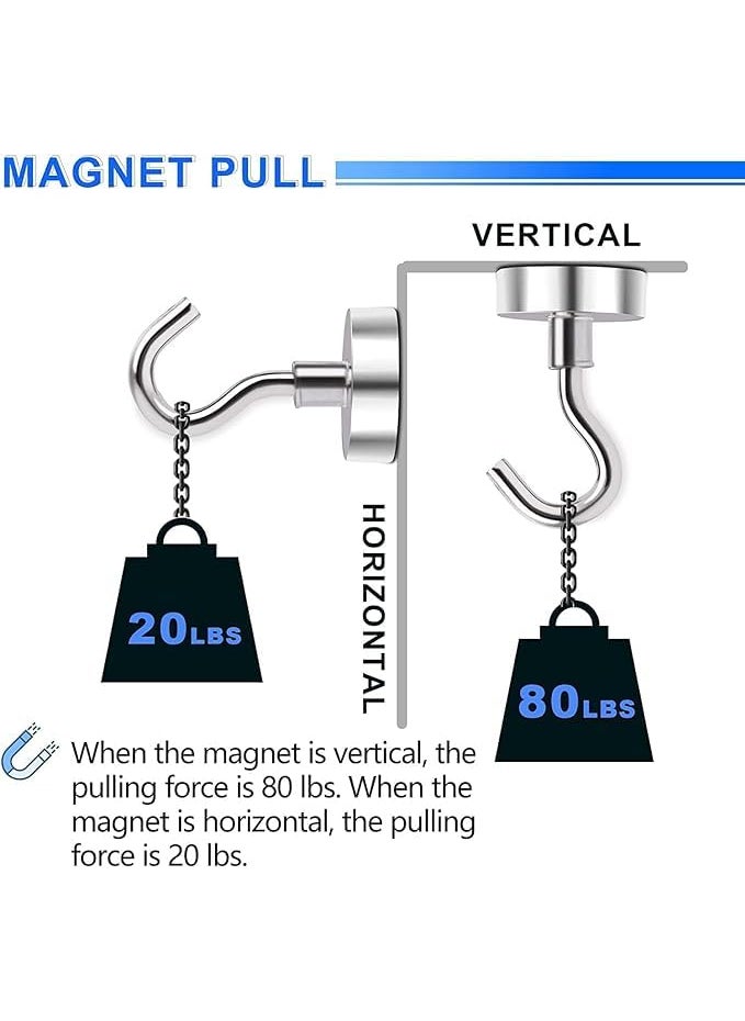 Bindex Bindex Magnetic Utility Hooks 25Lbs Heavy Duty Rare Earth Neodymium Magnet Hooks with Nickel Coating for HangingKitchen Cruise Classroom Workplace Office and Garage etc Magnetic Hooks 3  - Image 5