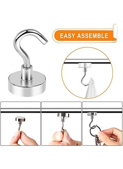 Bindex Bindex Magnetic Utility Hooks 25Lbs Heavy Duty Rare Earth Neodymium Magnet Hooks with Nickel Coating for HangingKitchen Cruise Classroom Workplace Office and Garage etc Magnetic Hooks 3  - Image 4