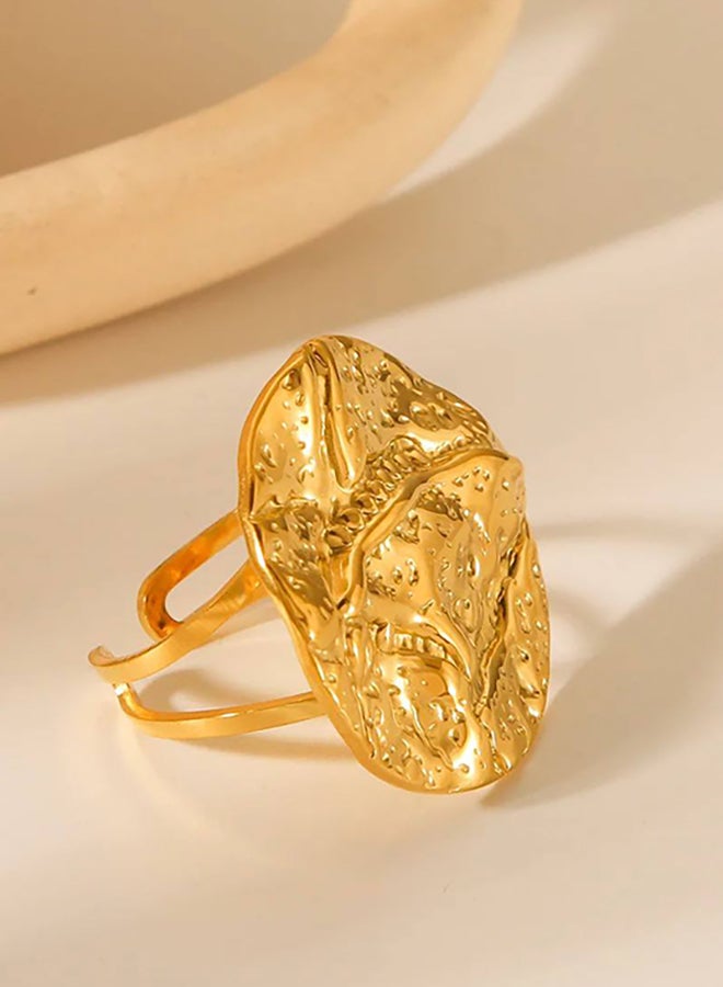 The Black Pearl Accessories Stainless Steel Golden Free Size Ring  - Image 1
