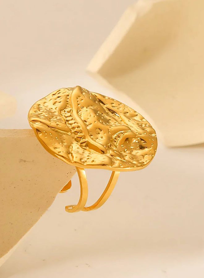 The Black Pearl Accessories Stainless Steel Golden Free Size Ring  - Image 5