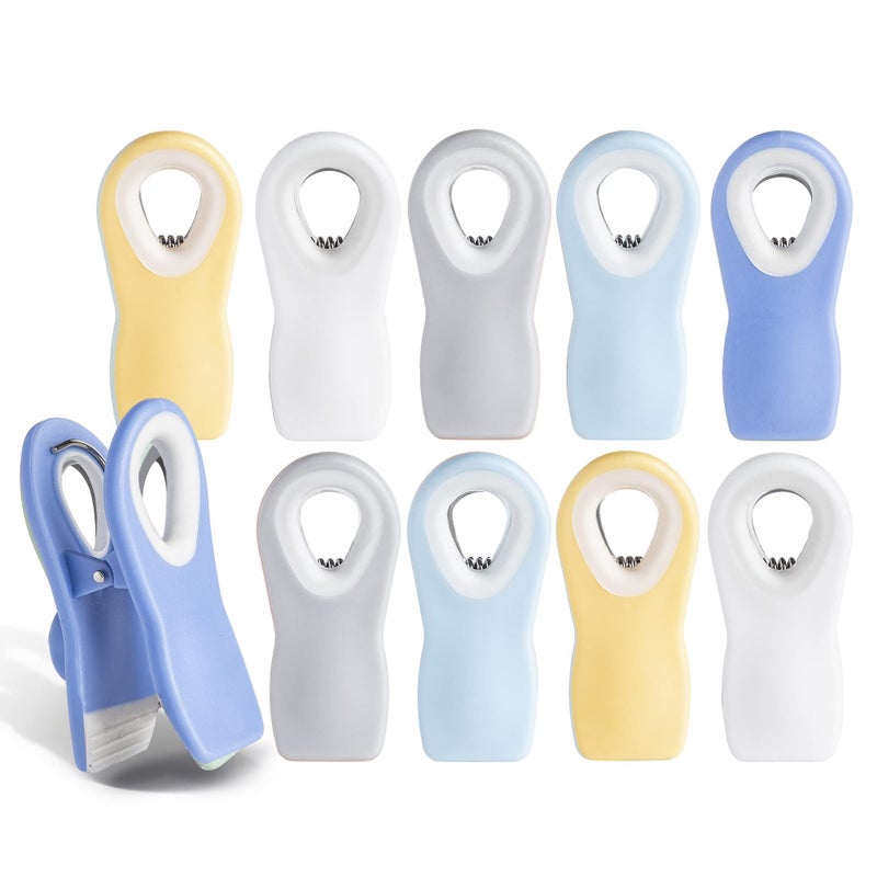 COOK WITH COLOR Bag Clips with Magnet Food Clips Chip Clips Bag Clips for Food Storage with Airtight Seal Grip for Bread Bags Snack Bags and Food Bags Yellow and Blue Pack of 10