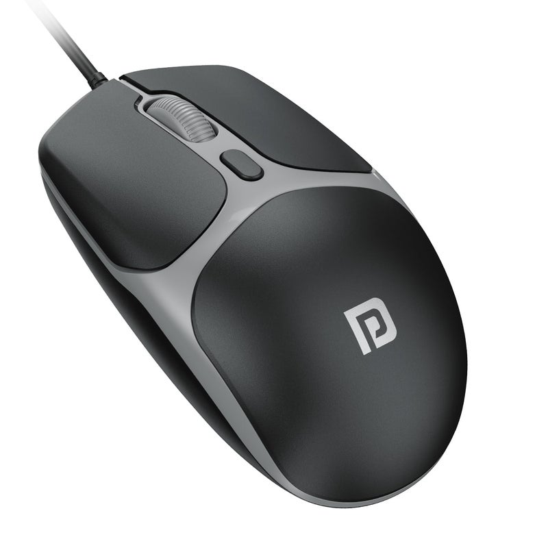 Portronics Toad 103 Wired Optical Mouse with 2400 DPI, Plug & Play, Ambidextrous, Hi-Optical Tracking, 1.5M Cable Length, 30 Lakhs Click Life, Ergonomic Mouse for Comfortable All-Day Grip (Black) - Image 1
