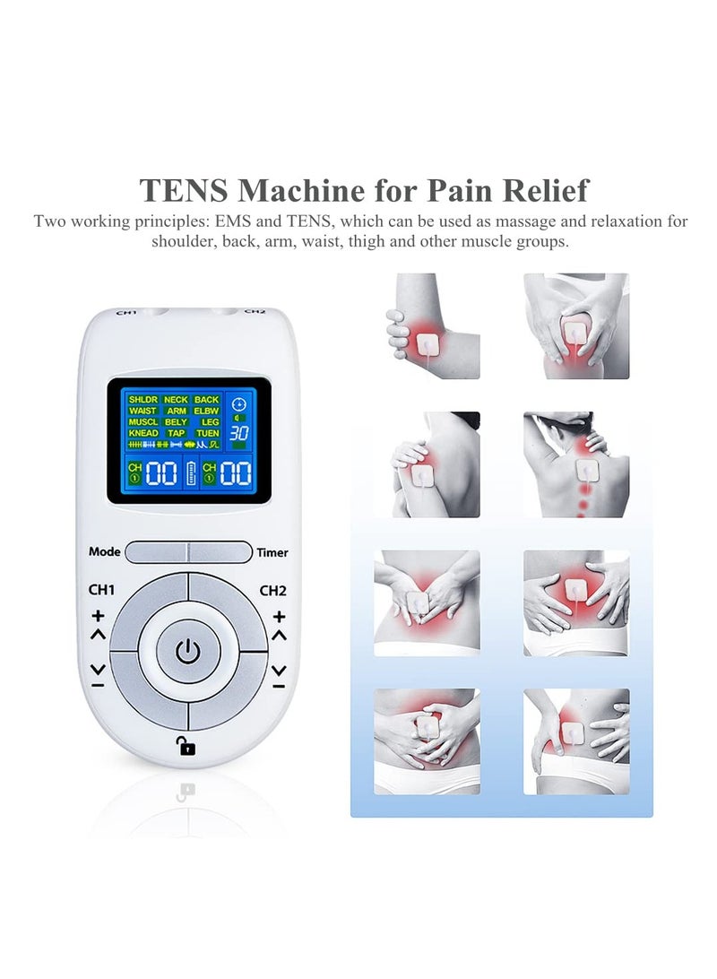 SYOSI TENS Unit Muscle Stimulator Machine with Replacement Pads for Pain Relief, 12 Modes, 40 Intensities, TENS EMS Dual Channel Rechargeable Electric Pulse Massager - Image 3