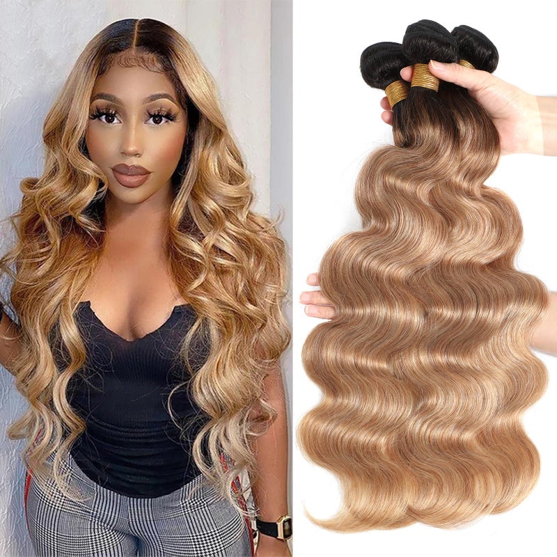12A Ombre Body Wave Bundles Human Hair T1B2720 20 20 Brazilian Remy Ombre Brown Human Hair 100 Unprocessed Virgin Brazilian Body Wave Hair Weave 3 Bundles