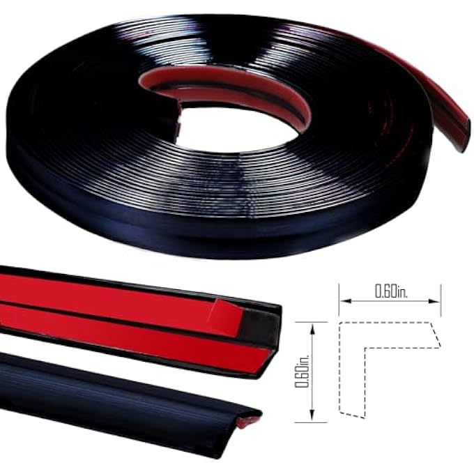 PEEL & STICK WALL TRIM MOLDING, 33FT1.2IN SELF-ADHESIVE CORNER GUARD & EDGE PROTECTOR - BLACK - Image 1