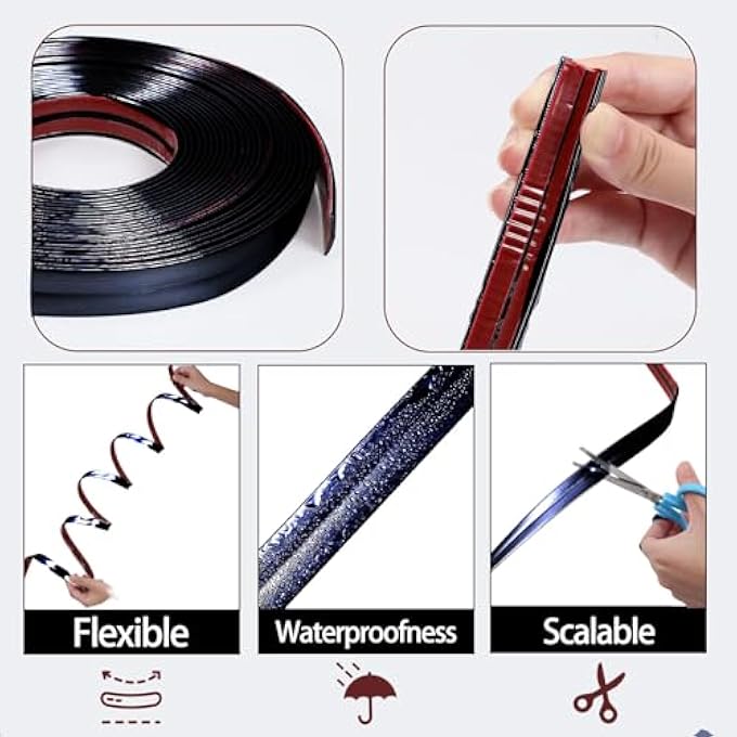 PEEL & STICK WALL TRIM MOLDING, 33FT1.2IN SELF-ADHESIVE CORNER GUARD & EDGE PROTECTOR - BLACK - Image 2