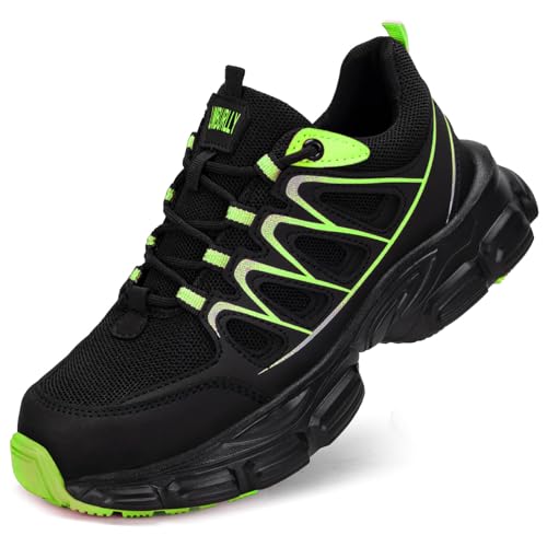 Hogent Steel Toe Shoes for Women Men Wide Non Slip Composite Work Sneakers Indestructible Comfortable Safety Tennis Shoes Lightweight Breathable Construction Sneakers Puncture Proof Ergonomic Design - Image 1