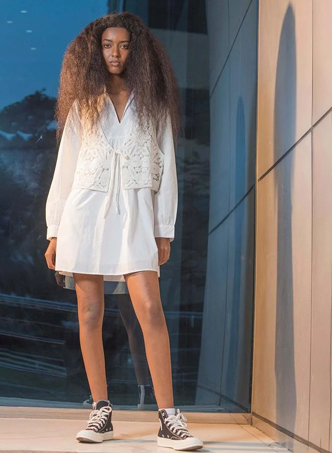 فيرجيو 100% Cotton Shirt Dress With Vest Layer