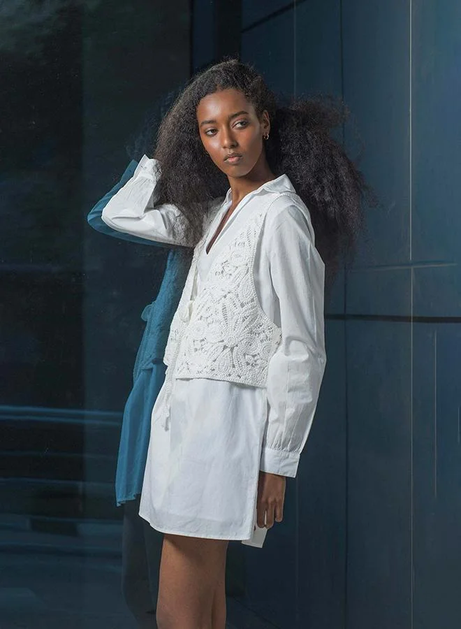 Virgio  100% Cotton Shirt Dress With Vest Layer for Women | Best Price UAE