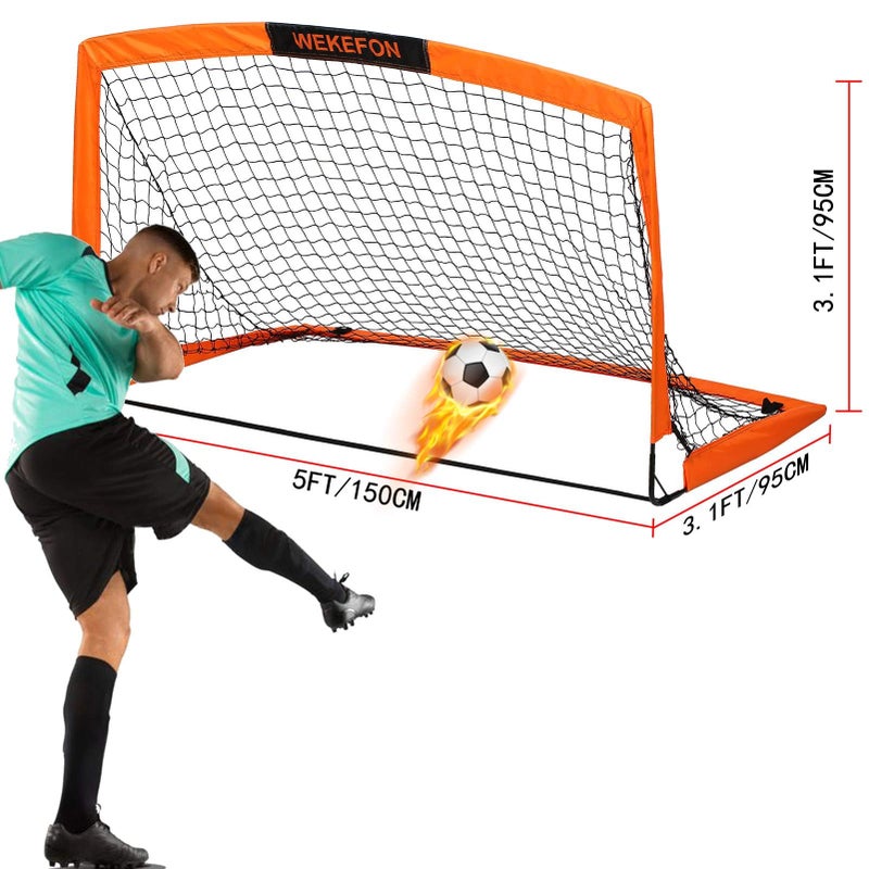 WEKEFON Soccer Goal, 5' x 3.1' Portable Soccer Net with Carry Bag for Backyard Games and Training for Kids and Youth Soccer Practice - Image 4