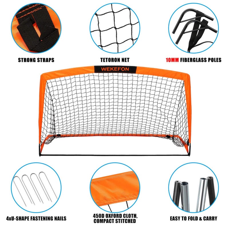 WEKEFON Soccer Goal, 5' x 3.1' Portable Soccer Net with Carry Bag for Backyard Games and Training for Kids and Youth Soccer Practice - Image 2