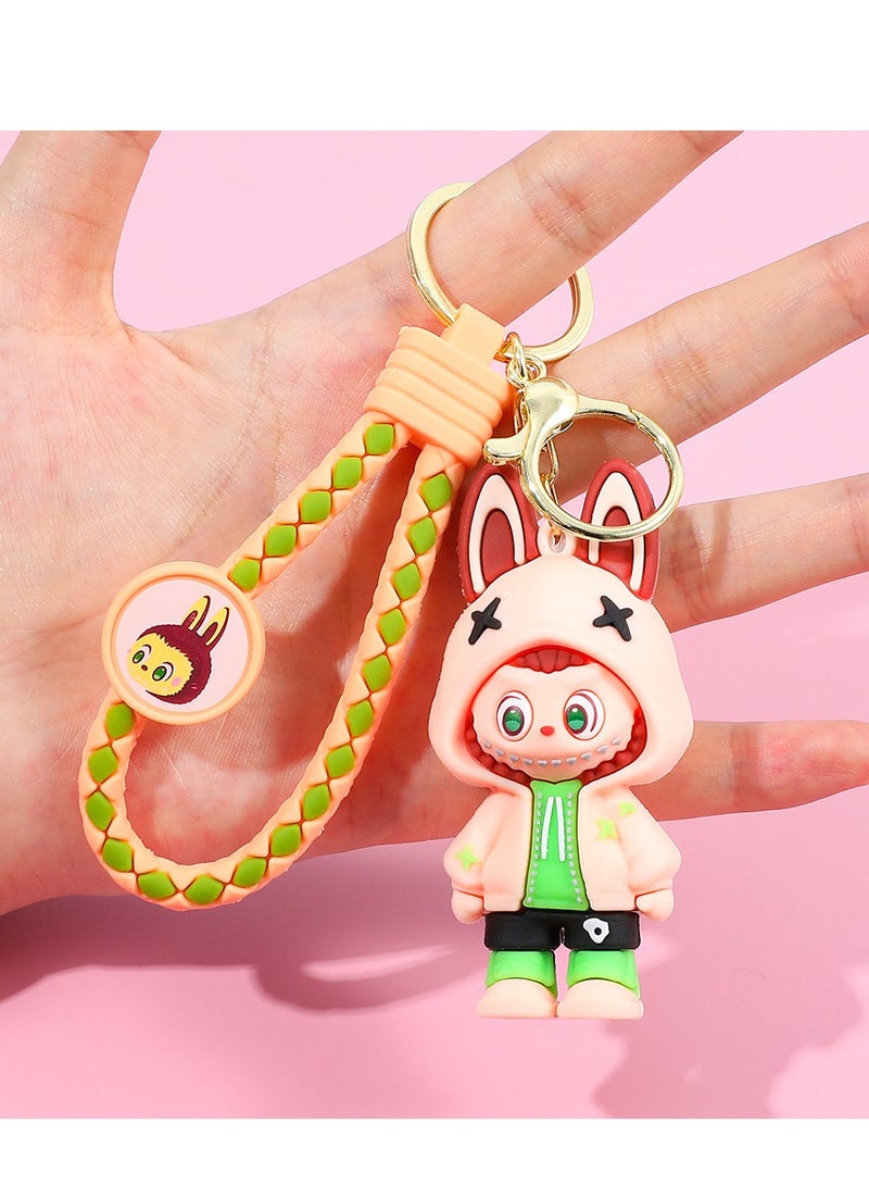 Aramu labubu Key chains, cartoon bucktoothed dolls, schoolbags, pendants, car key chains, small gifts - Image 1
