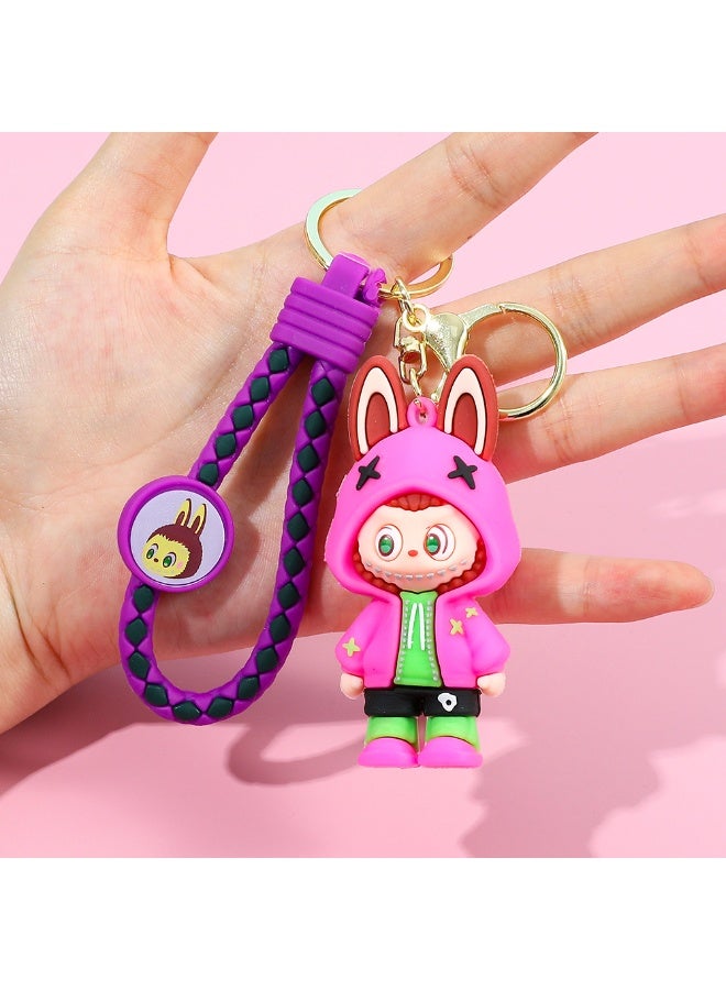 Aramu labubu Key chains, cartoon bucktoothed dolls, schoolbags, pendants, car key chains, small gifts - Image 2
