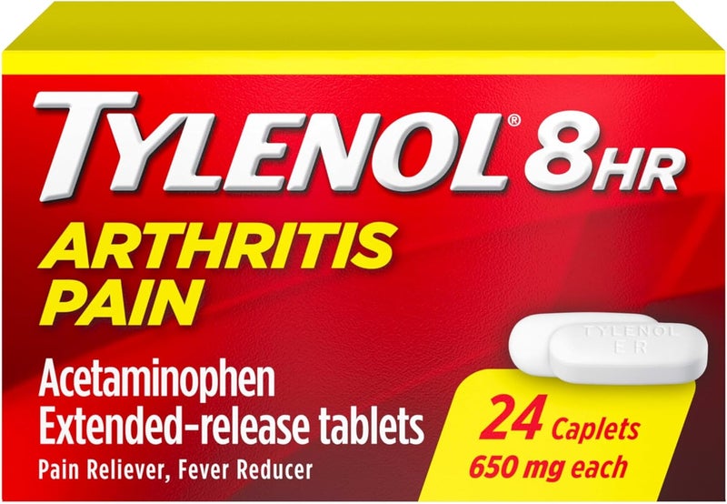 Tylenol 8 Hour Arthritis Pain Relief ExtendedRelease Tablets 650 mg Acetaminophen Joint Pain Reliever  Fever Reducer Medicine Oral Pain Reliever for Arthritis  Joint Pain 24 Count - Image 1
