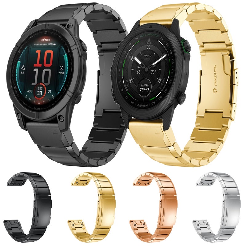 S-TOP For Garmin Quatix 7 Tortoise Shell 22mm Stainless Steel Watch Band(Sliver) - Image 3
