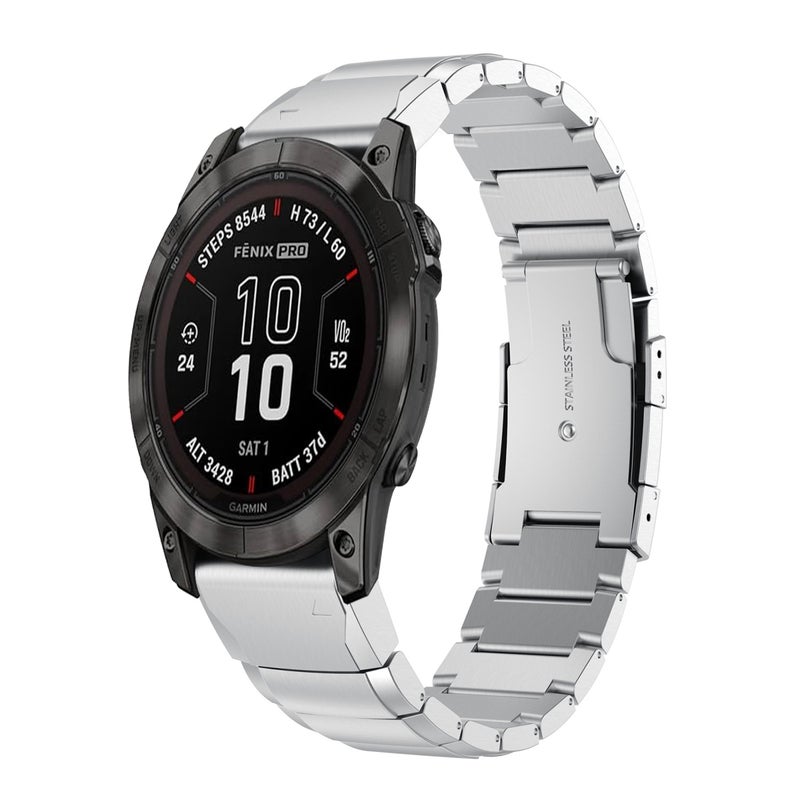 S-TOP For Garmin Quatix 7 Tortoise Shell 22mm Stainless Steel Watch Band(Sliver) - Image 1