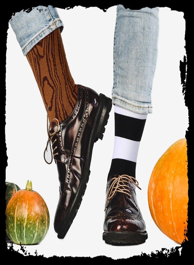 Skicuff جوارب Skicuff، زوجان من إكسسوارات زي القراصنة، بنقشة حبيبات الخشب وخطوط سوداء وبيضاء، جوارب طويلة الساق للبالغين من النساء والرجال، مناسبة لحفلات الهالوين التنكرية. - Image 5