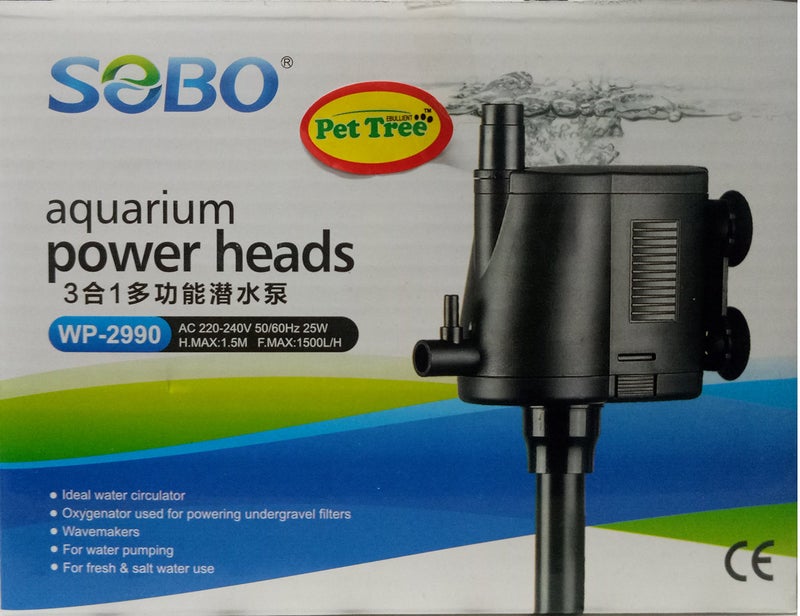 SOBO Submersible Power Head - WP-2990-25W- F.Max 1500L/H - Sobo Internal Water Pump - for Top Filtration Spare Part - Image 1