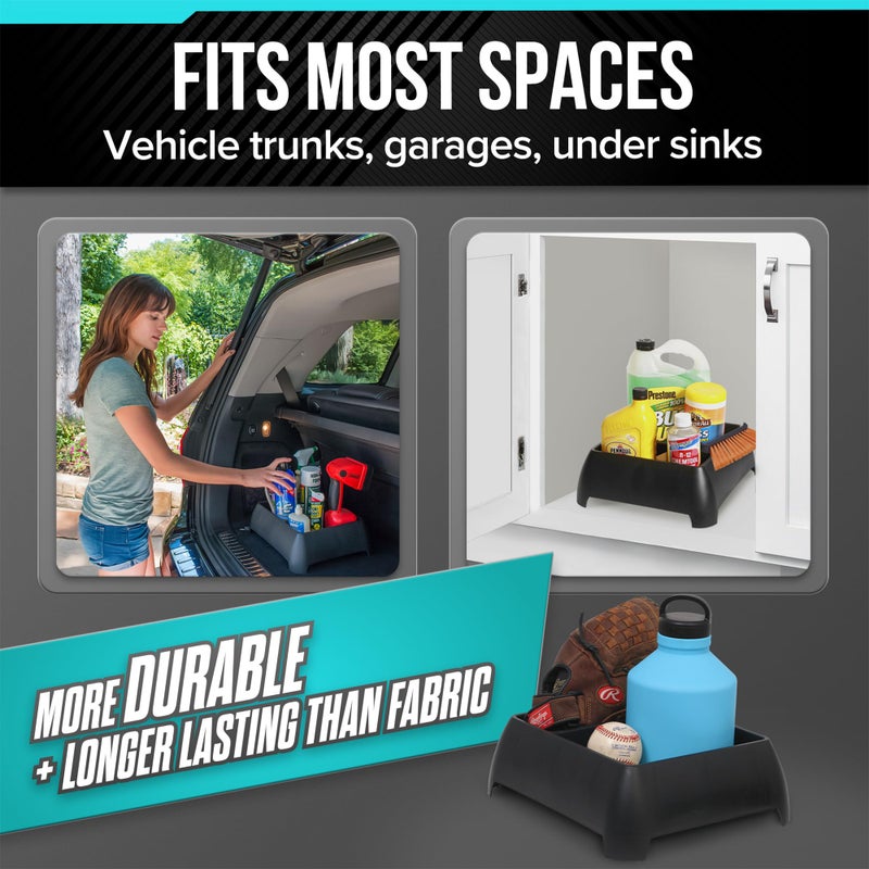 Moblorg Heavy Duty Storage Organizer for Vehicle Trunk, Garage, Under Sink Organizer, Recycled Plastic, Made in USA (Black) - Image 2