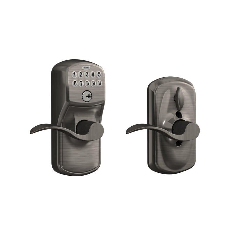 Schlage FE595 PLY 620 Acc Plymouth Keypad Entry with FlexLock and Accent Lever Antique Pewter
