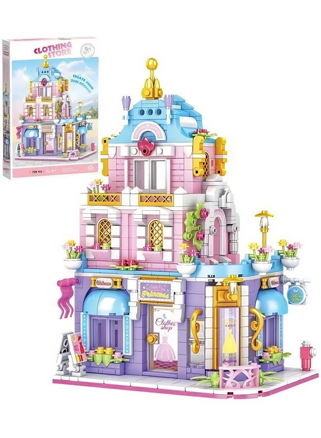 758PCS Princess Dream Costume Store Building Blocks, wildly popular building toys, immersive castle building toys for children, made of safe ABS material, educational and developmental gifts, exquisite gift box, the first choice for holiday gifts. - Image 1