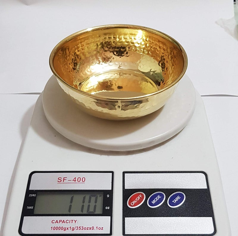 Pure Source India) Brass Hammered Serving Bowl - Gold, 200ml - Image 3