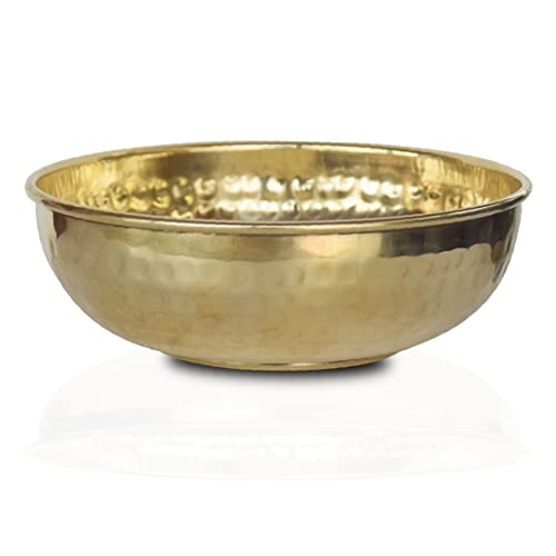Pure Source India) Brass Hammered Serving Bowl - Gold, 200ml - Image 1
