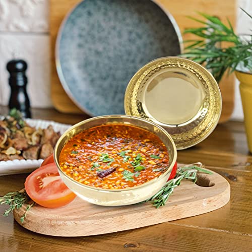 Pure Source India) Brass Hammered Serving Bowl - Gold, 200ml - Image 2