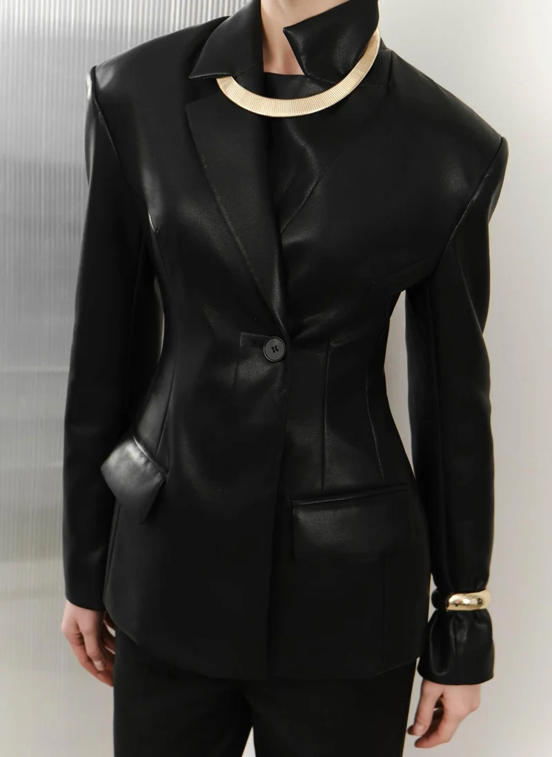 Lichi Fitted matte eco-leather jacket