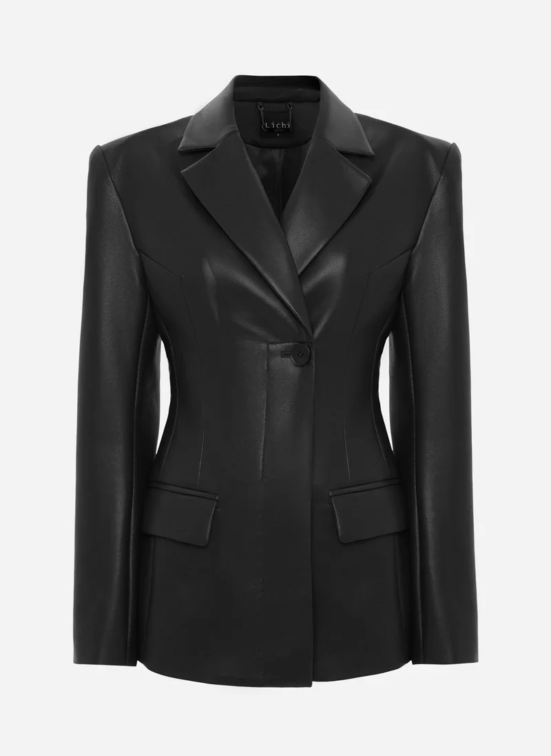 Lichi Fitted matte eco-leather jacket