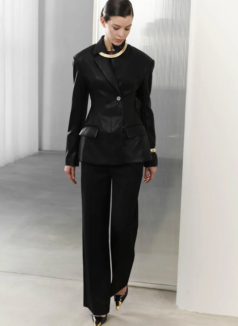 Lichi Fitted matte eco-leather jacket