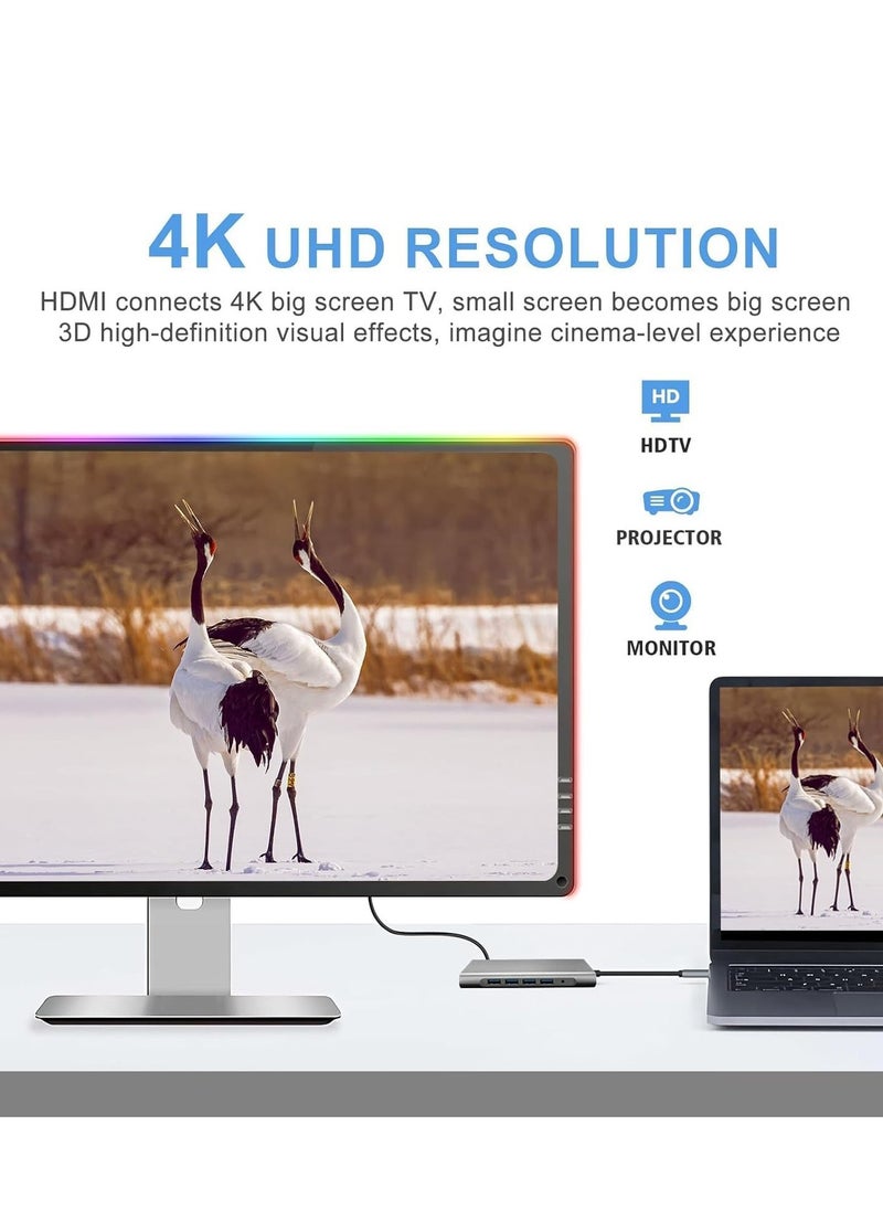 ELTRAZONE 12-in-1 USB C Hub Docking Station with 4K HDMI, VGA, USB 3.0, Ethernet, SD/TF Card Reader, and More – Perfect for MacBook Pro, MacBook Air & Type-C Devices – Expand Your Workstation - Image 3