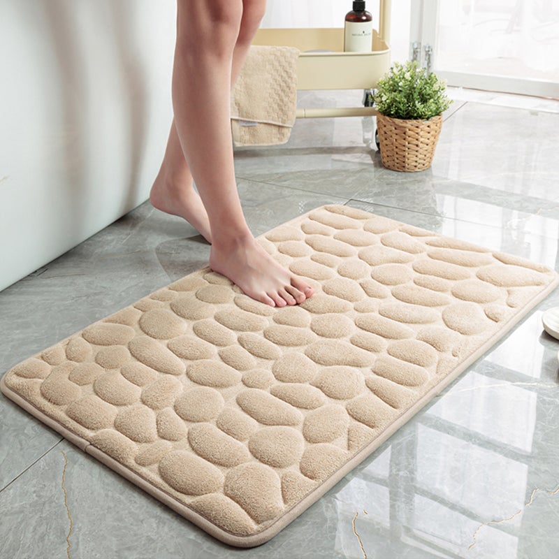Bath Mat Cobblestone Embossed Soft Memory Foam Pad Floor Rug Non Slip Water Absorbent Door Mat Chair Mat Machine Washable Bathroom Rug Carpet 16 X 24 Inch - Image 3
